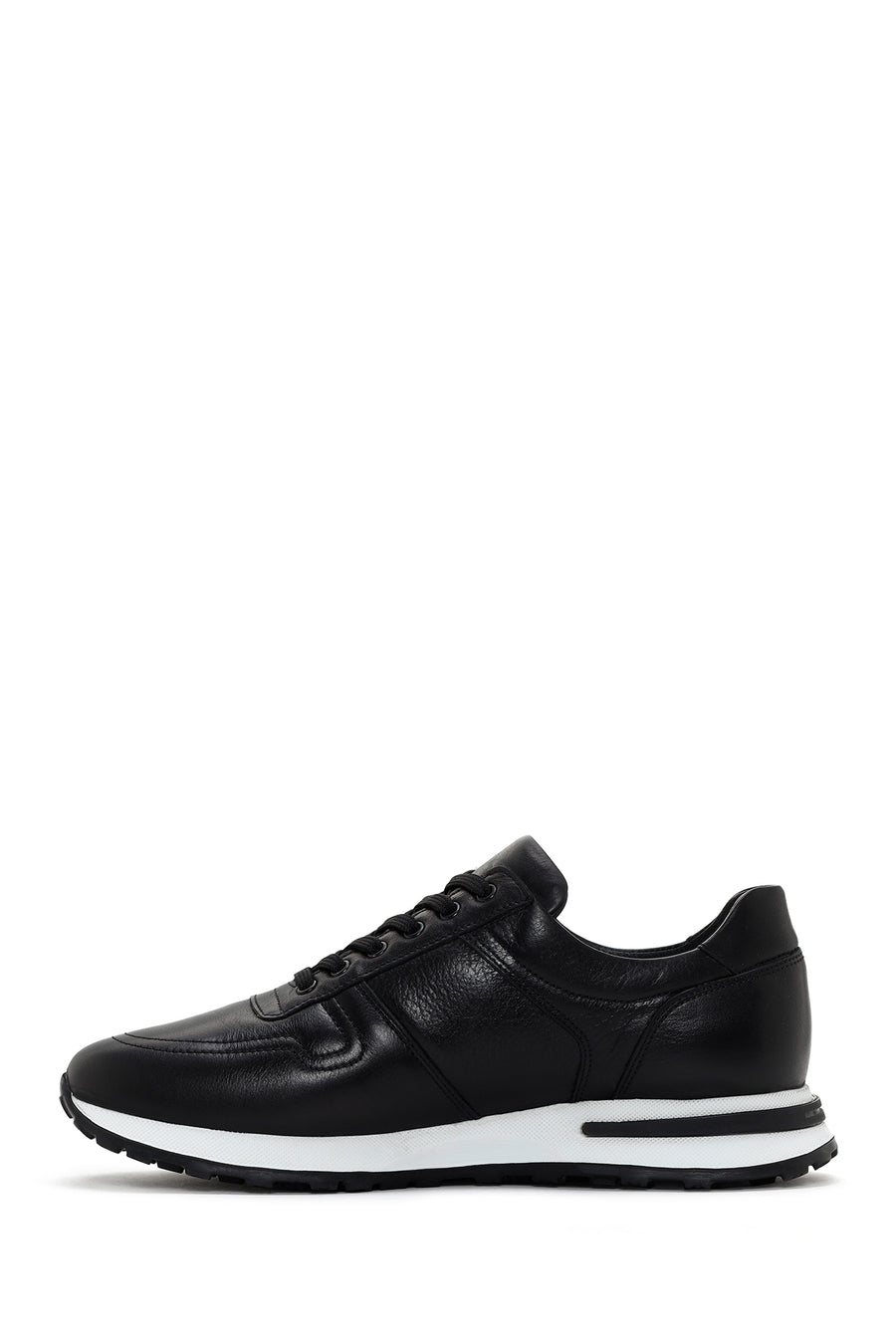 Men's Black Thick Soled Leather Sneaker