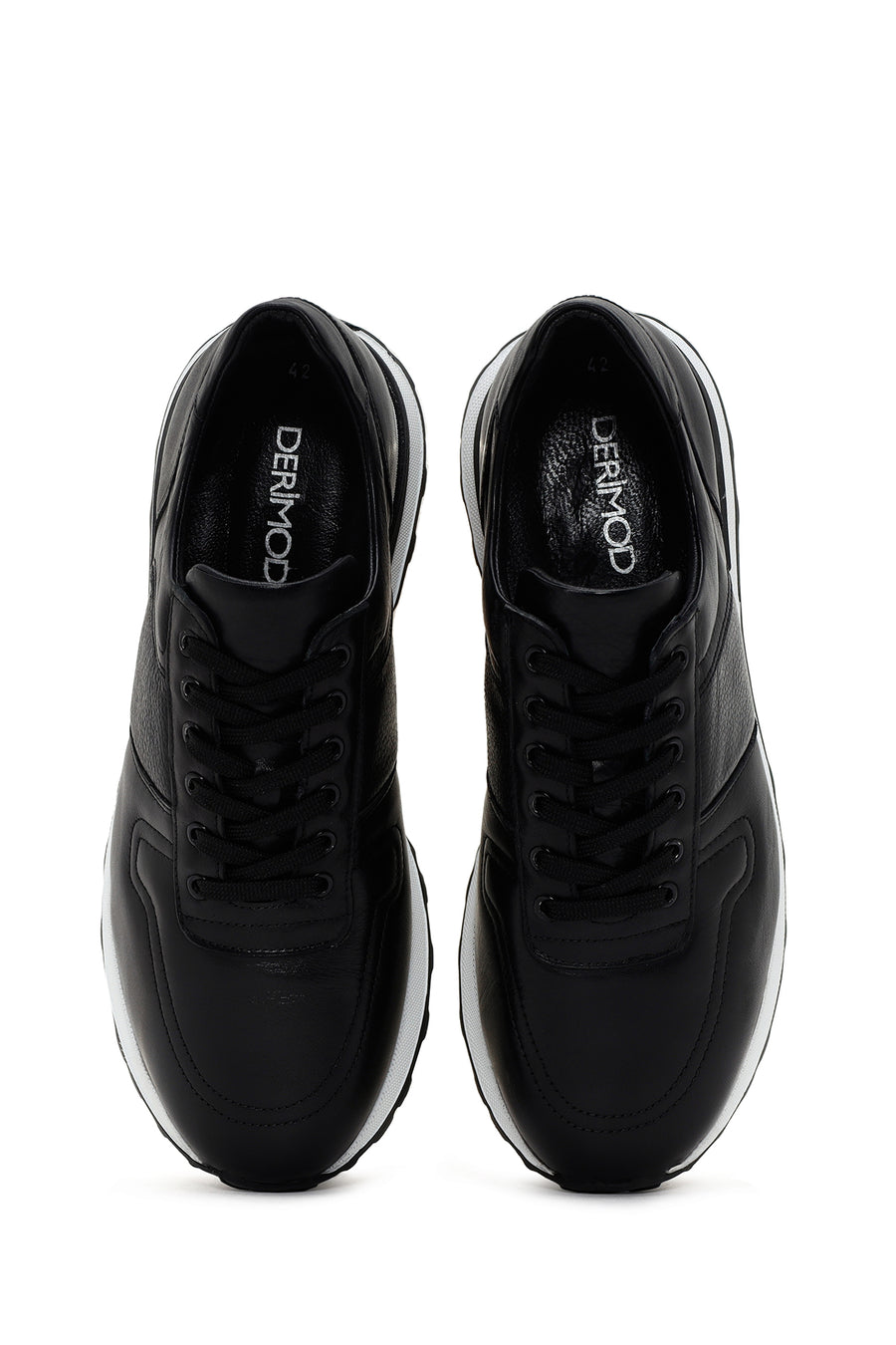 Men's Black Thick Soled Leather Sneaker