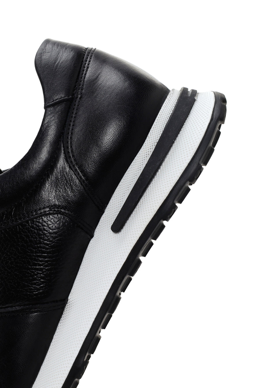 Men's Black Thick Soled Leather Sneaker