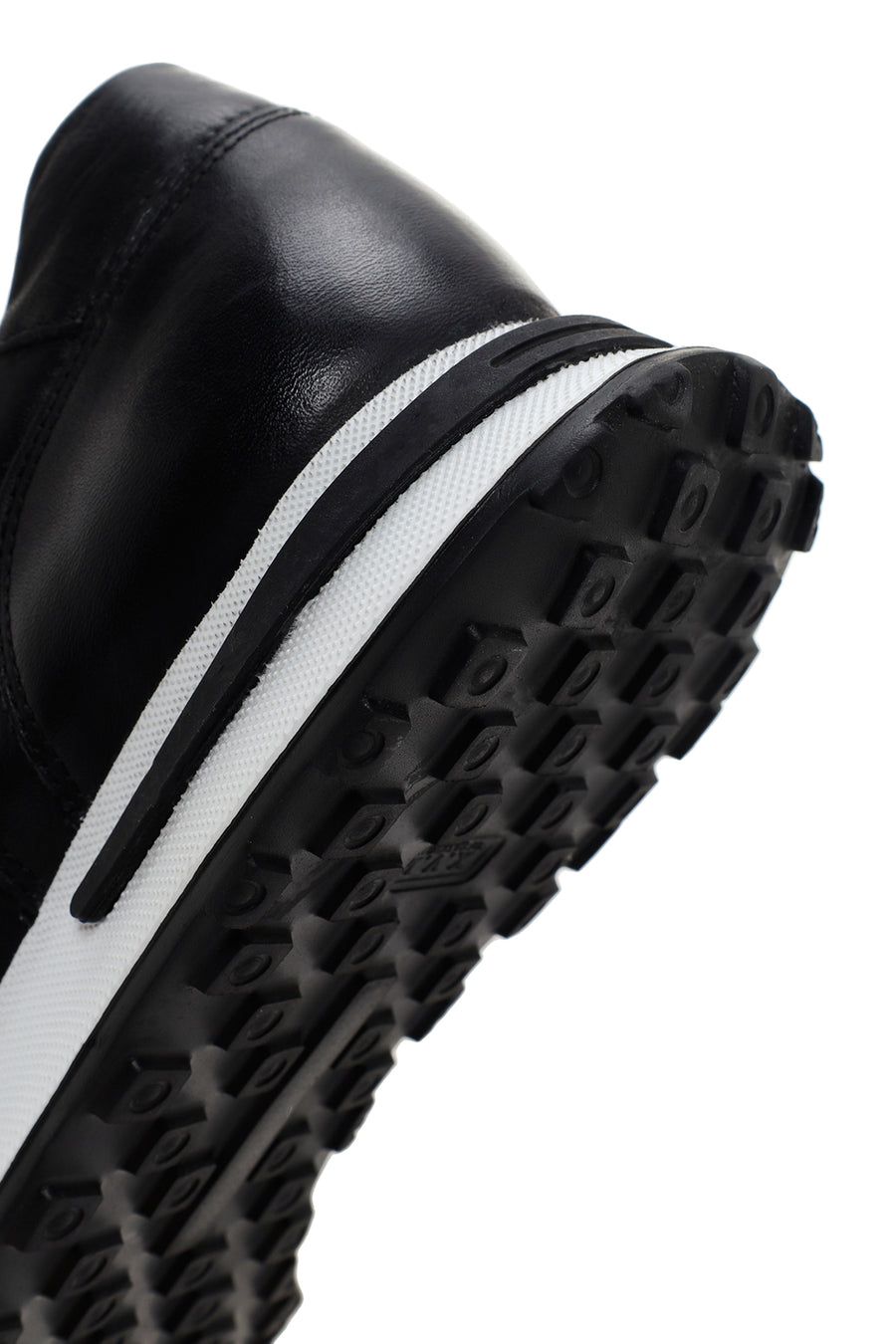 Men's Black Thick Soled Leather Sneaker