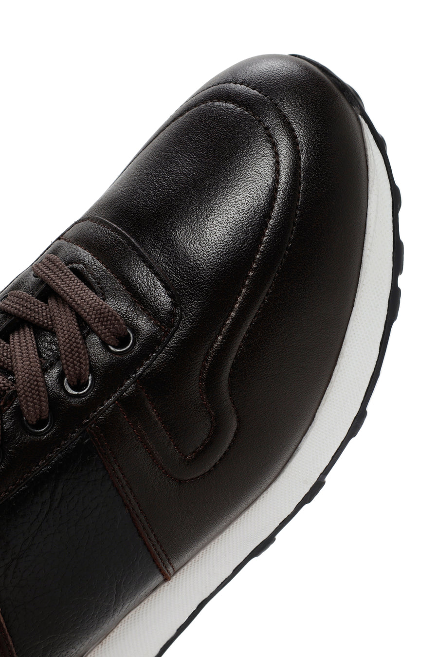 Men's Brown Thick Soled Leather Sneaker