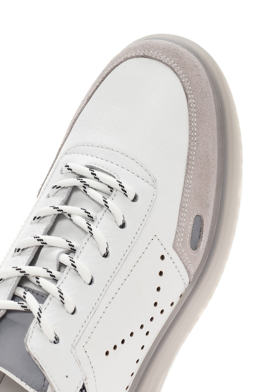 Men's White Lace-up Leather Sneaker