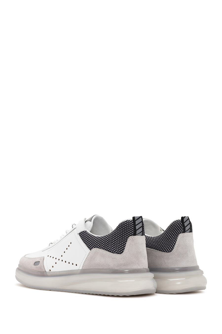 Men's White Lace-up Leather Sneaker