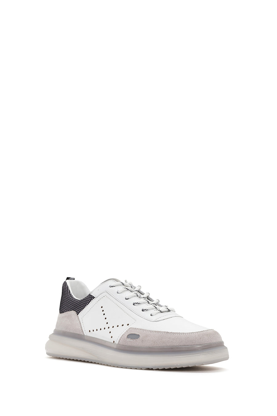 Men's White Lace-up Leather Sneaker