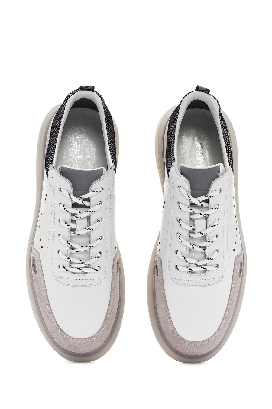 Men's White Lace-up Leather Sneaker