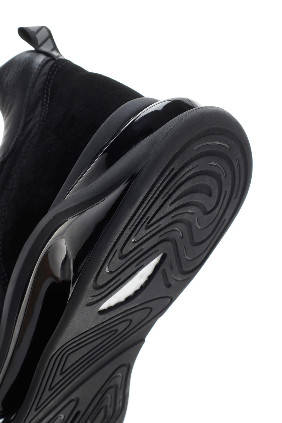 Erkek Siyah Bağcıklı Kalın Tabanlı Deri Sneaker