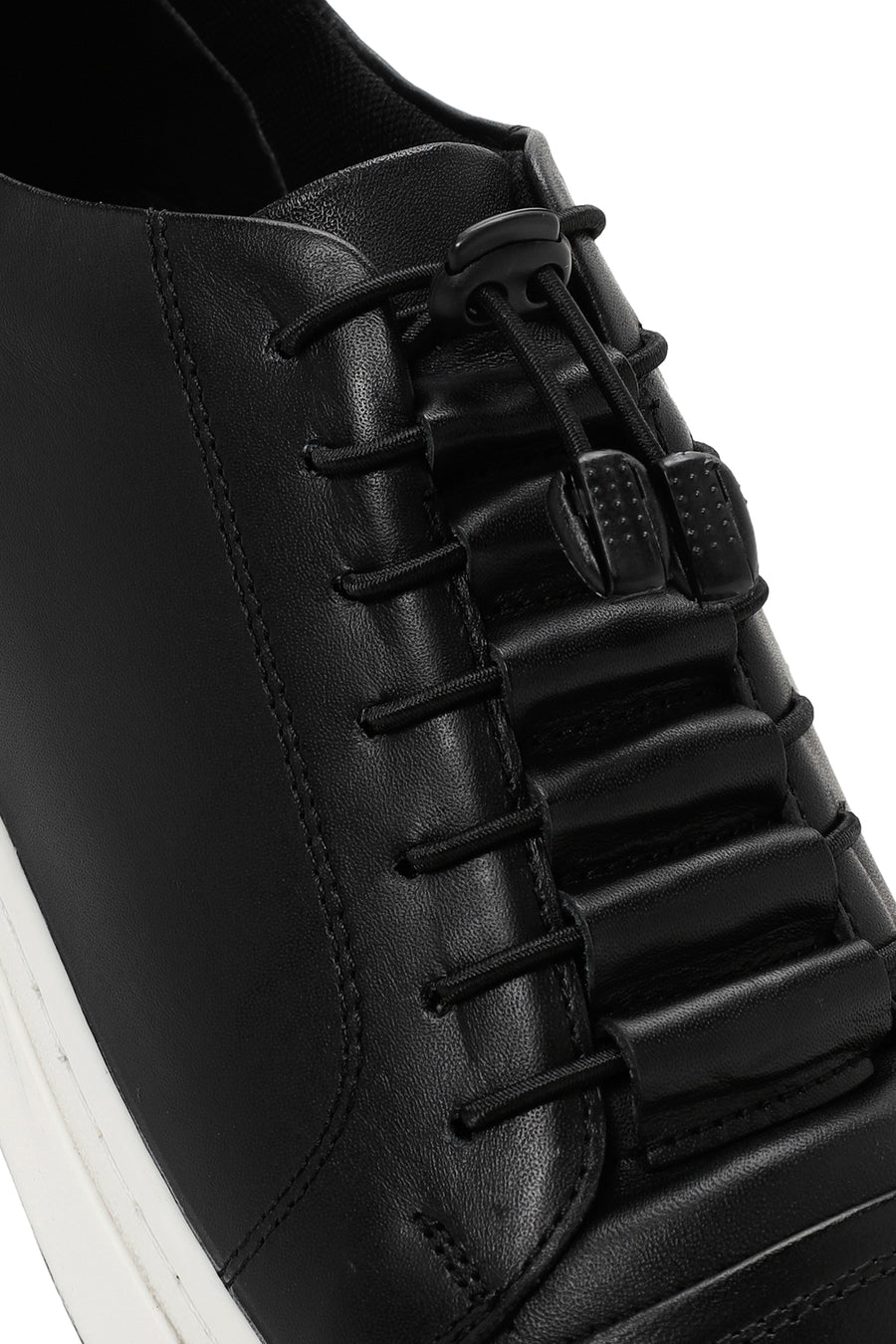 Men's Black Lace-up Leather Sneaker