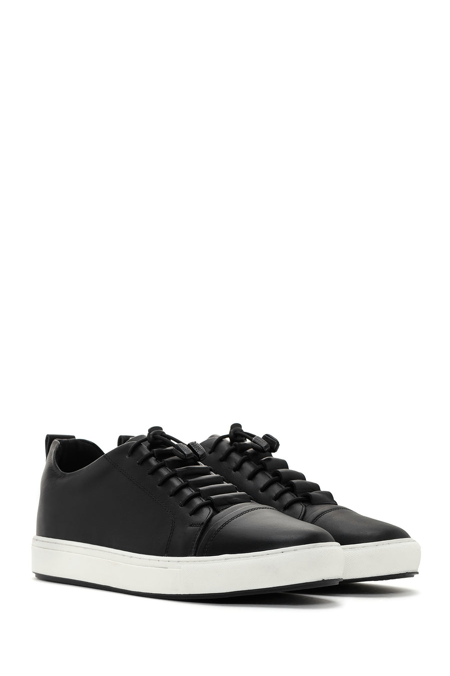Men's Black Lace-up Leather Sneaker