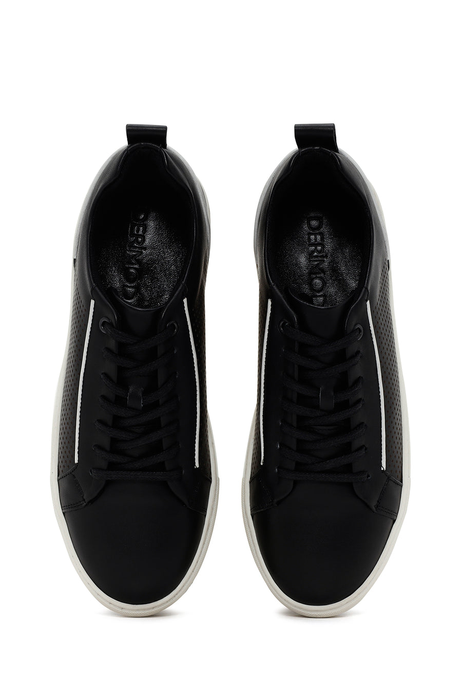 Erkek Siyah Bağcıklı Deri Sneaker