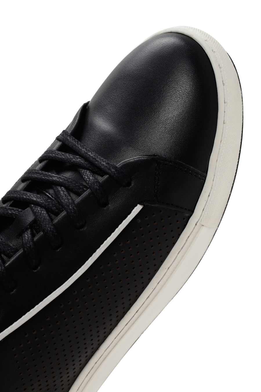 Erkek Siyah Bağcıklı Deri Sneaker