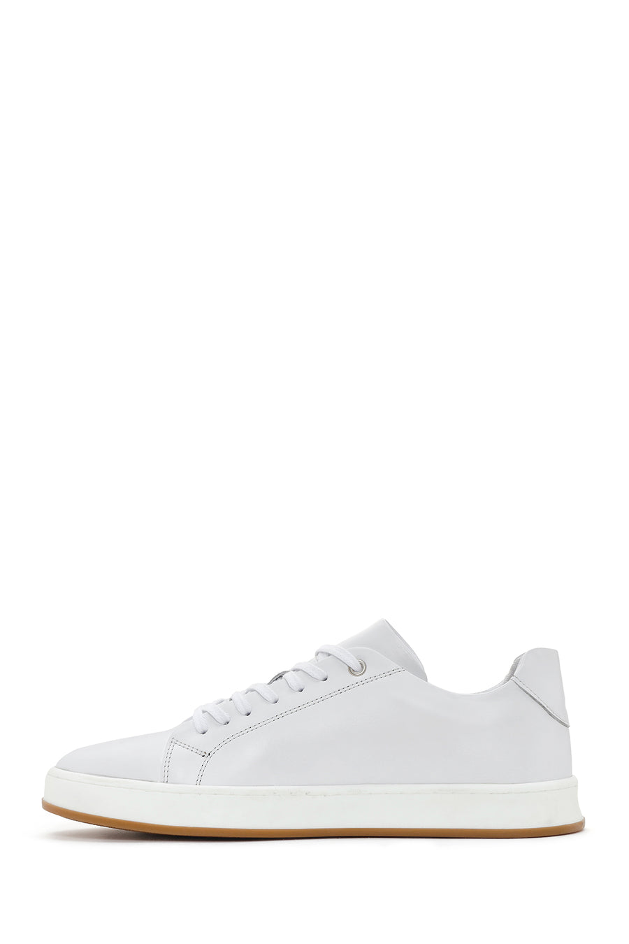 Men's White Lace-up Leather Sneaker