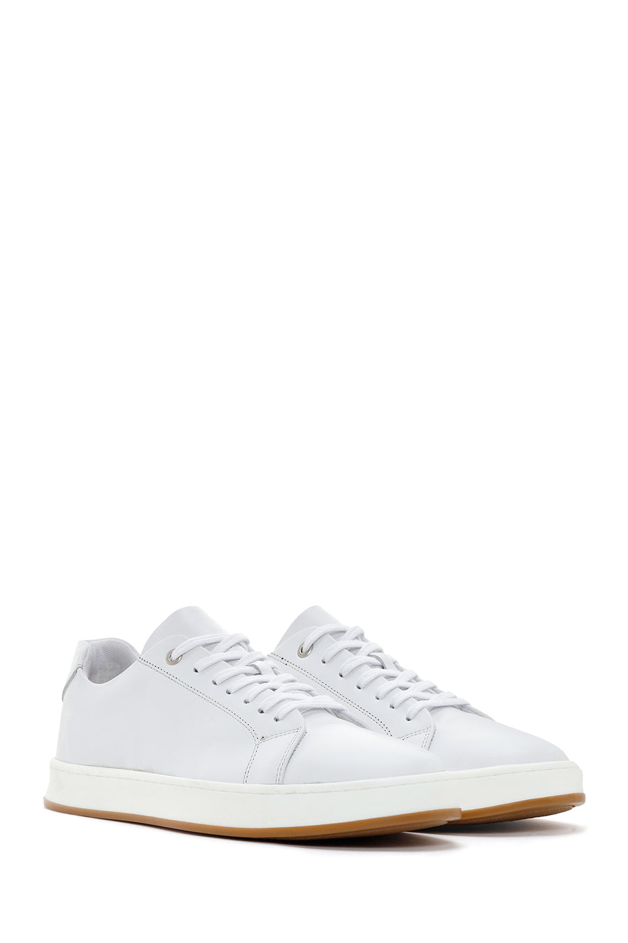 Men's White Lace-up Leather Sneaker