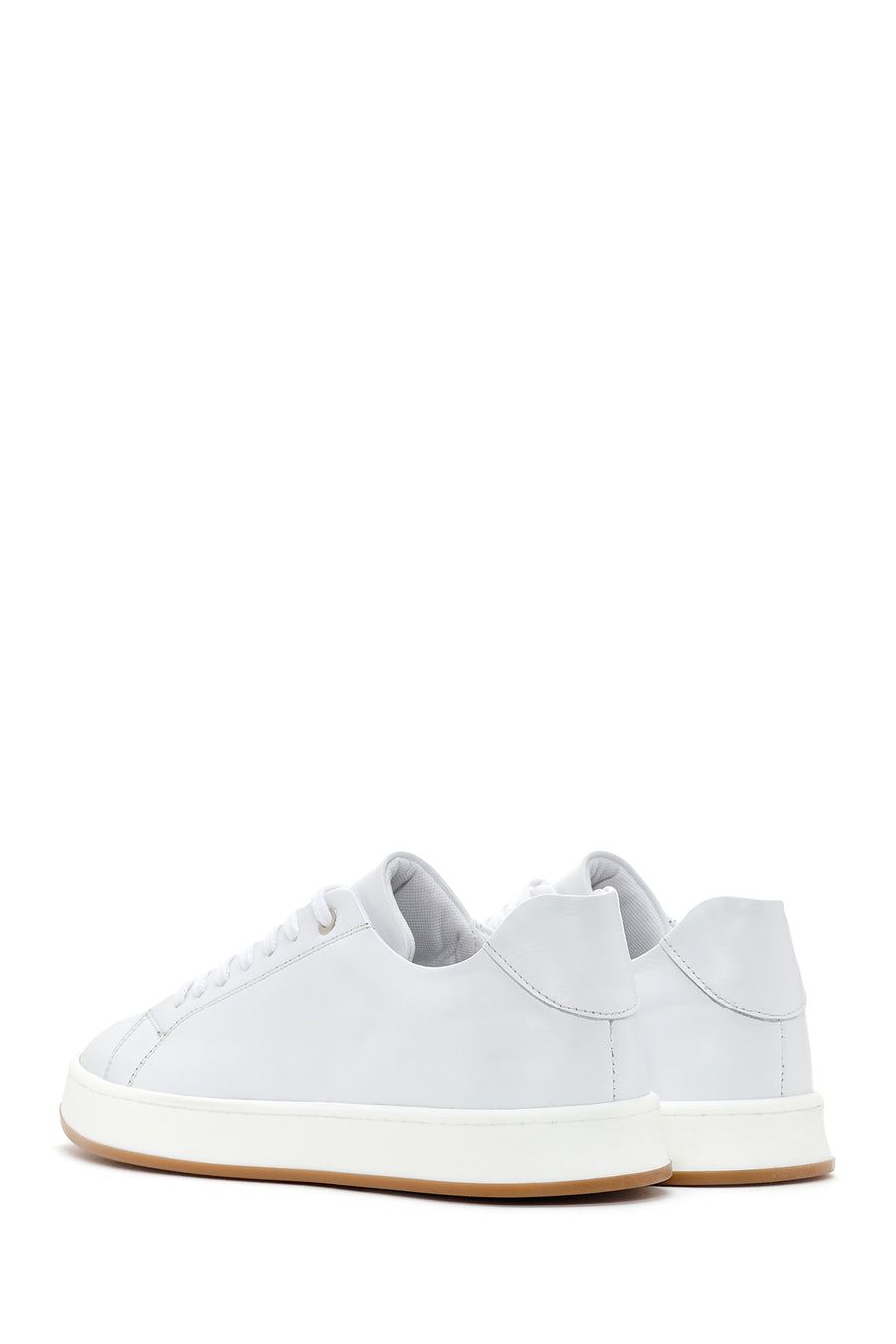 Men's White Lace-up Leather Sneaker
