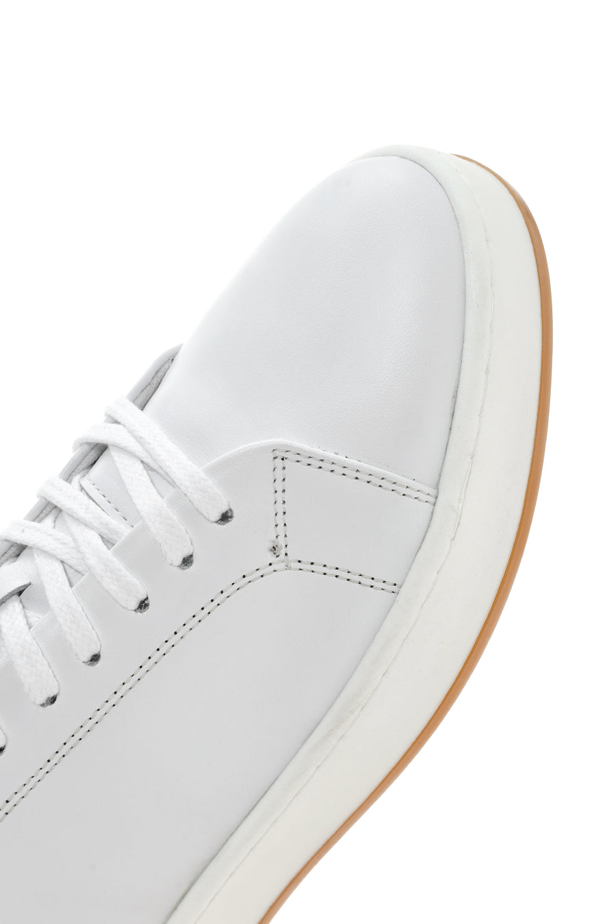 Men's White Lace-up Leather Sneaker