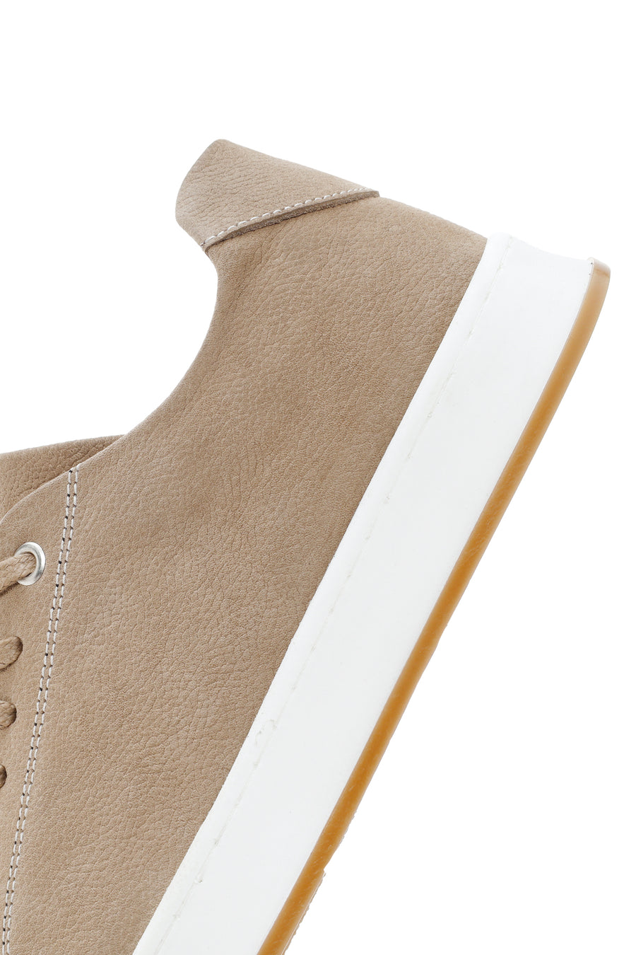 Men's Beige Lace-Up Nubuck Leather Sneaker