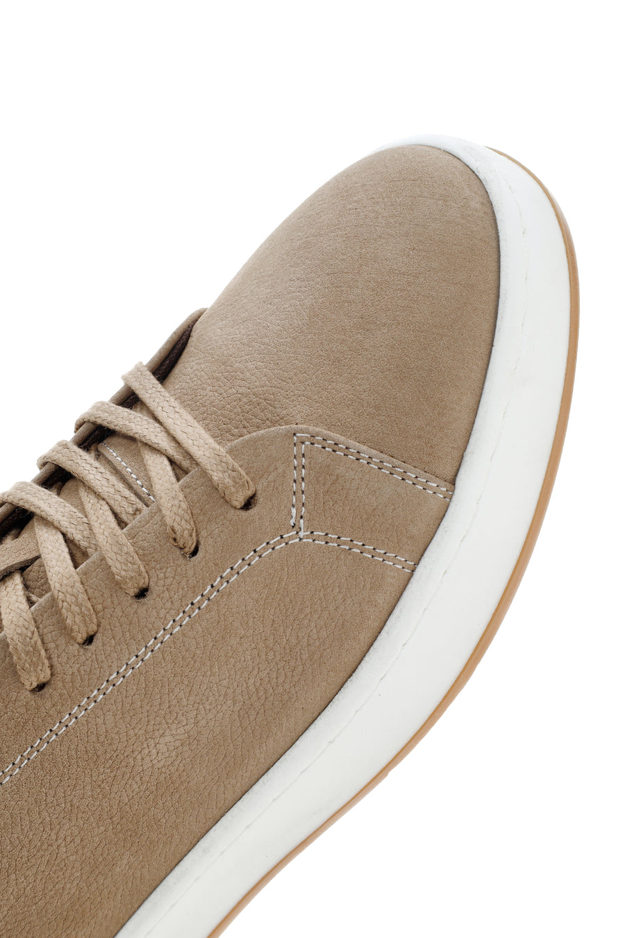 Men's Beige Lace-Up Nubuck Leather Sneaker