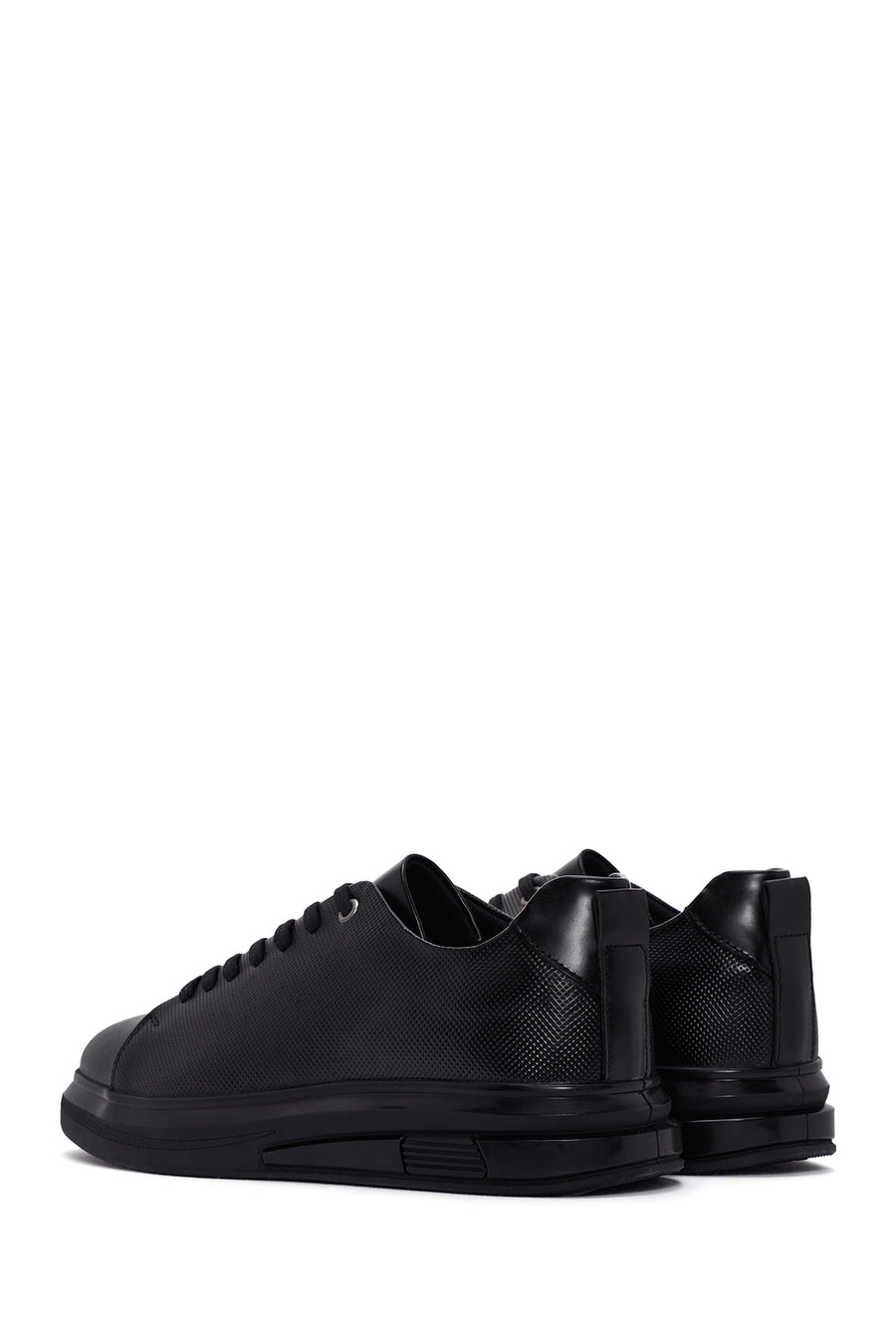 Men's Black Lace-up Leather Sneaker