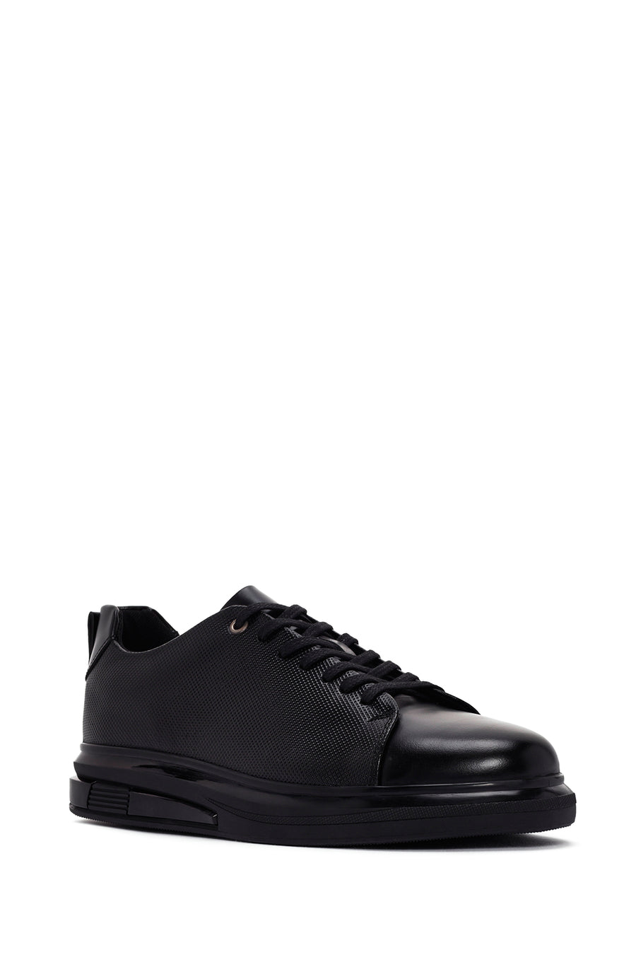 Men's Black Lace-up Leather Sneaker