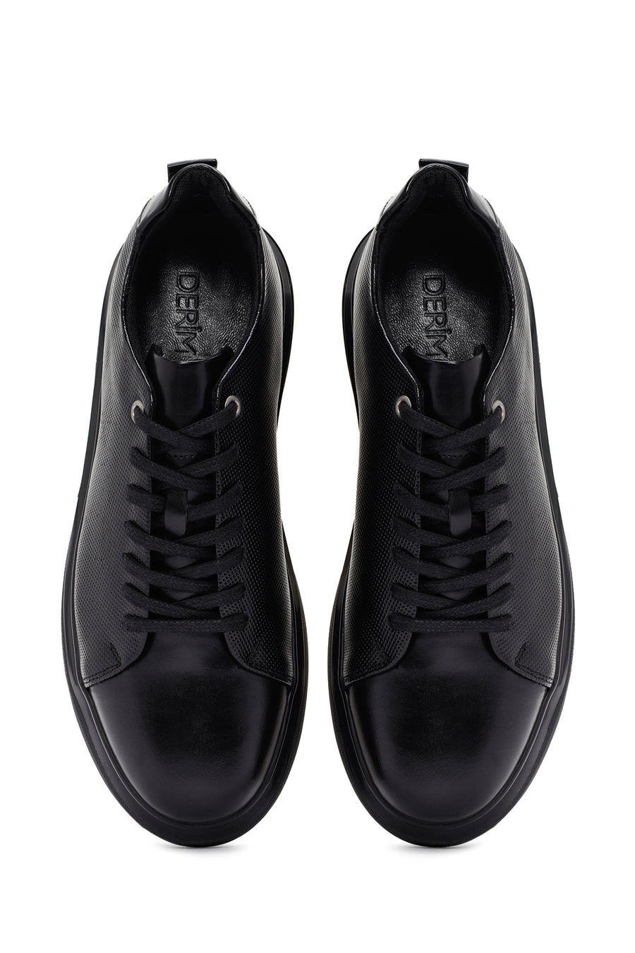 Men's Black Lace-up Leather Sneaker