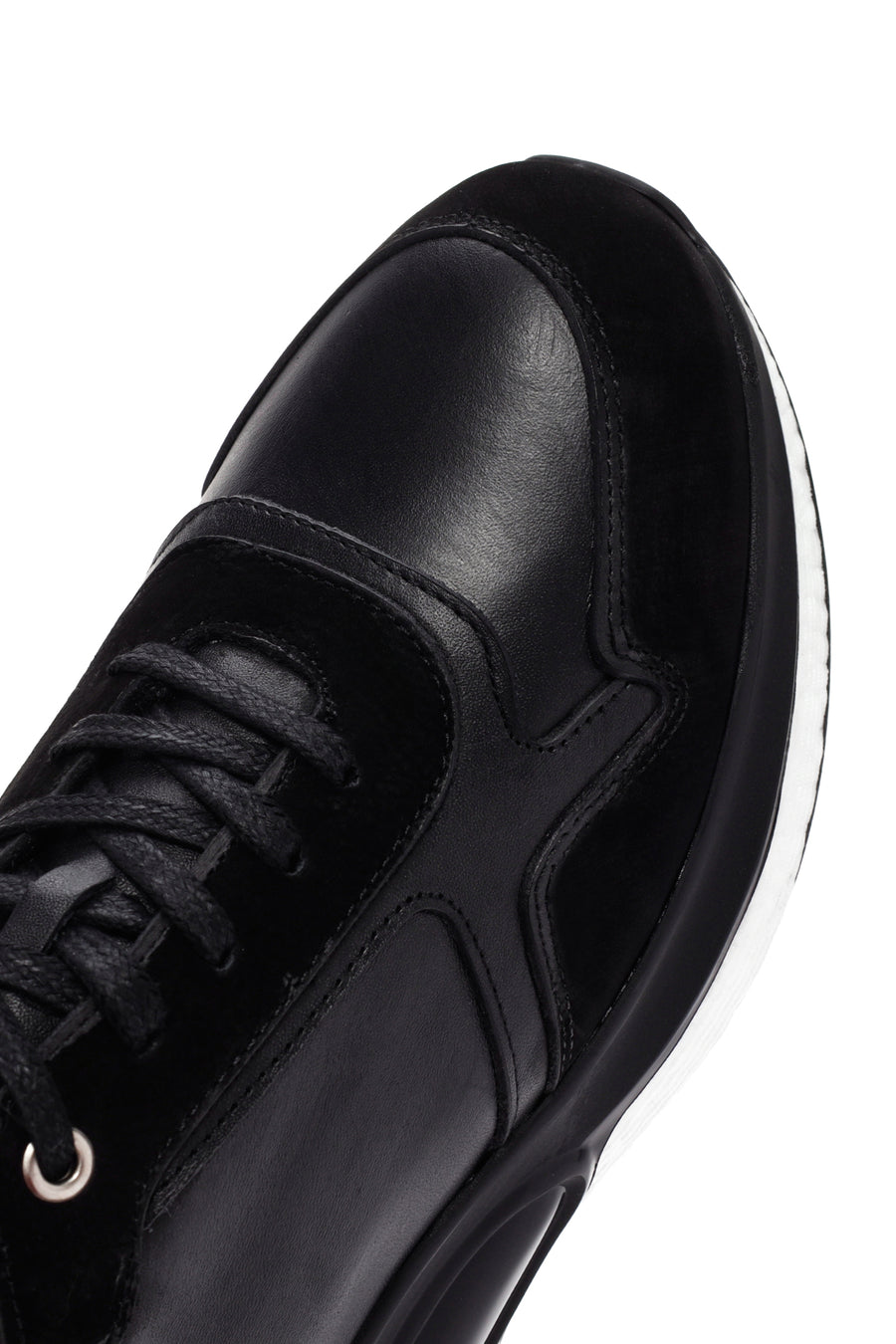 Erkek Siyah Bağcıklı Deri Casual Sneaker