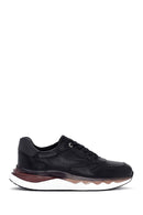 Men's Black Lace-up Thick-Sole Leather Casual Sneaker | Derimod