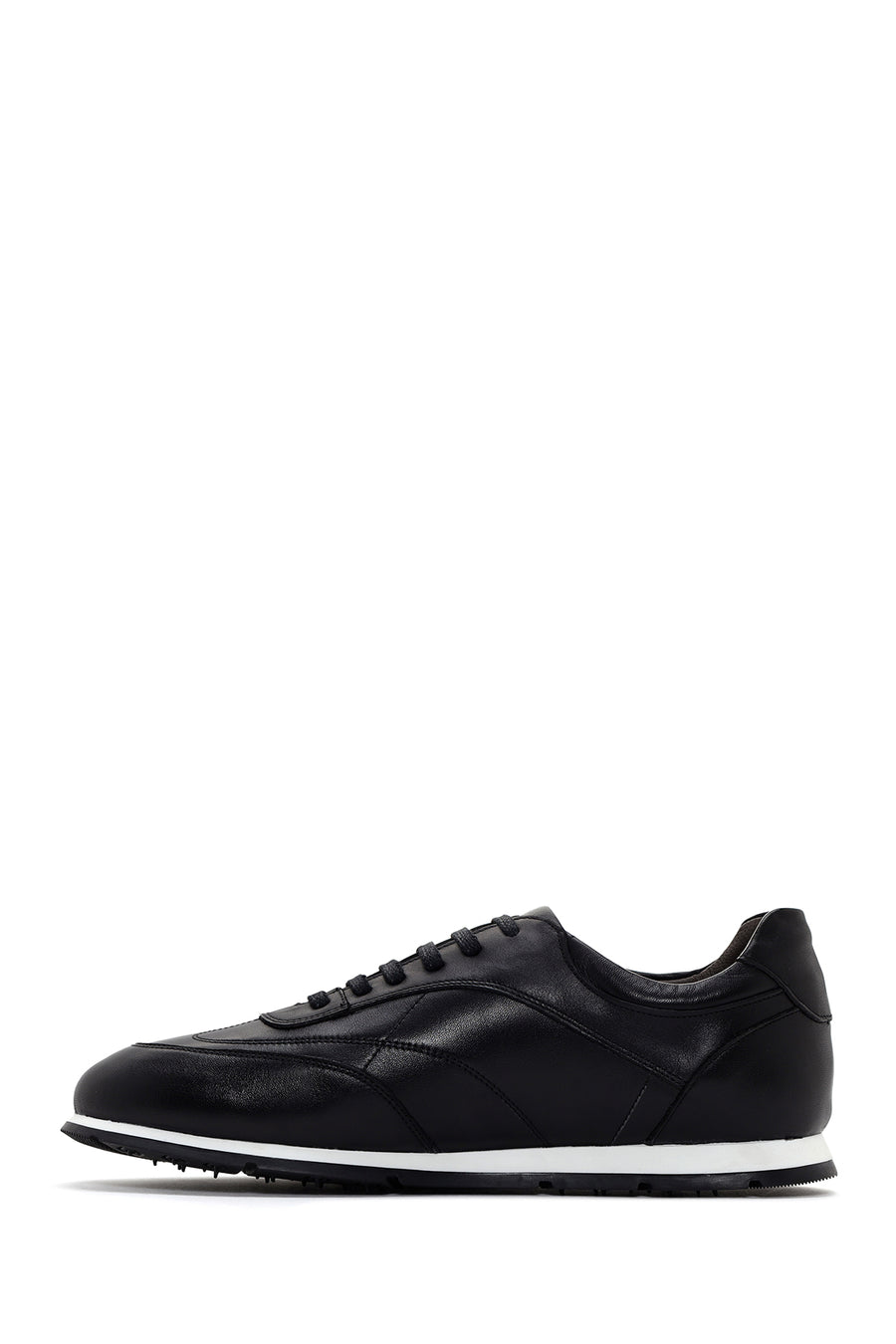 Men's Black Lace-up Leather Sneaker