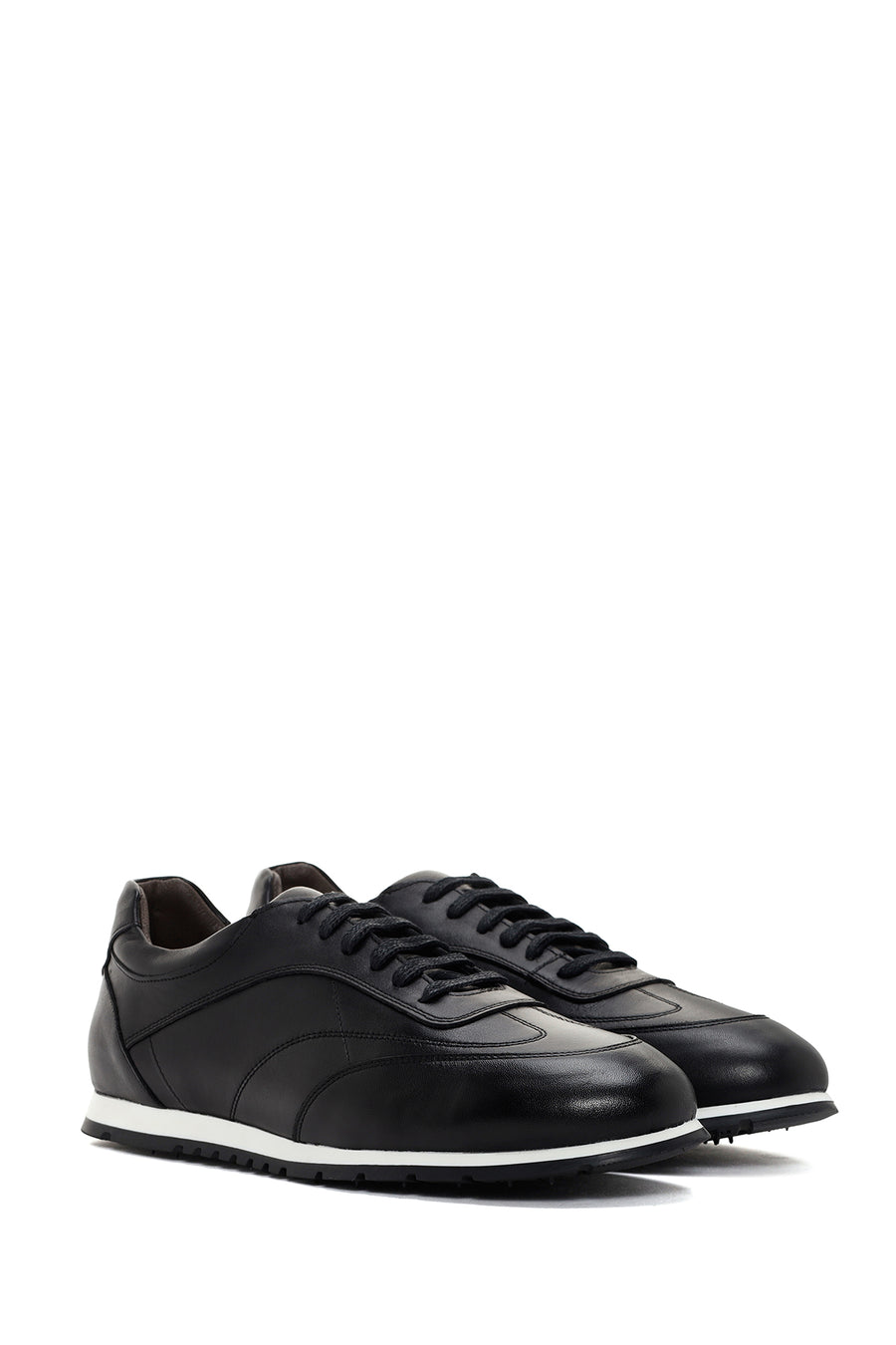 Men's Black Lace-up Leather Sneaker