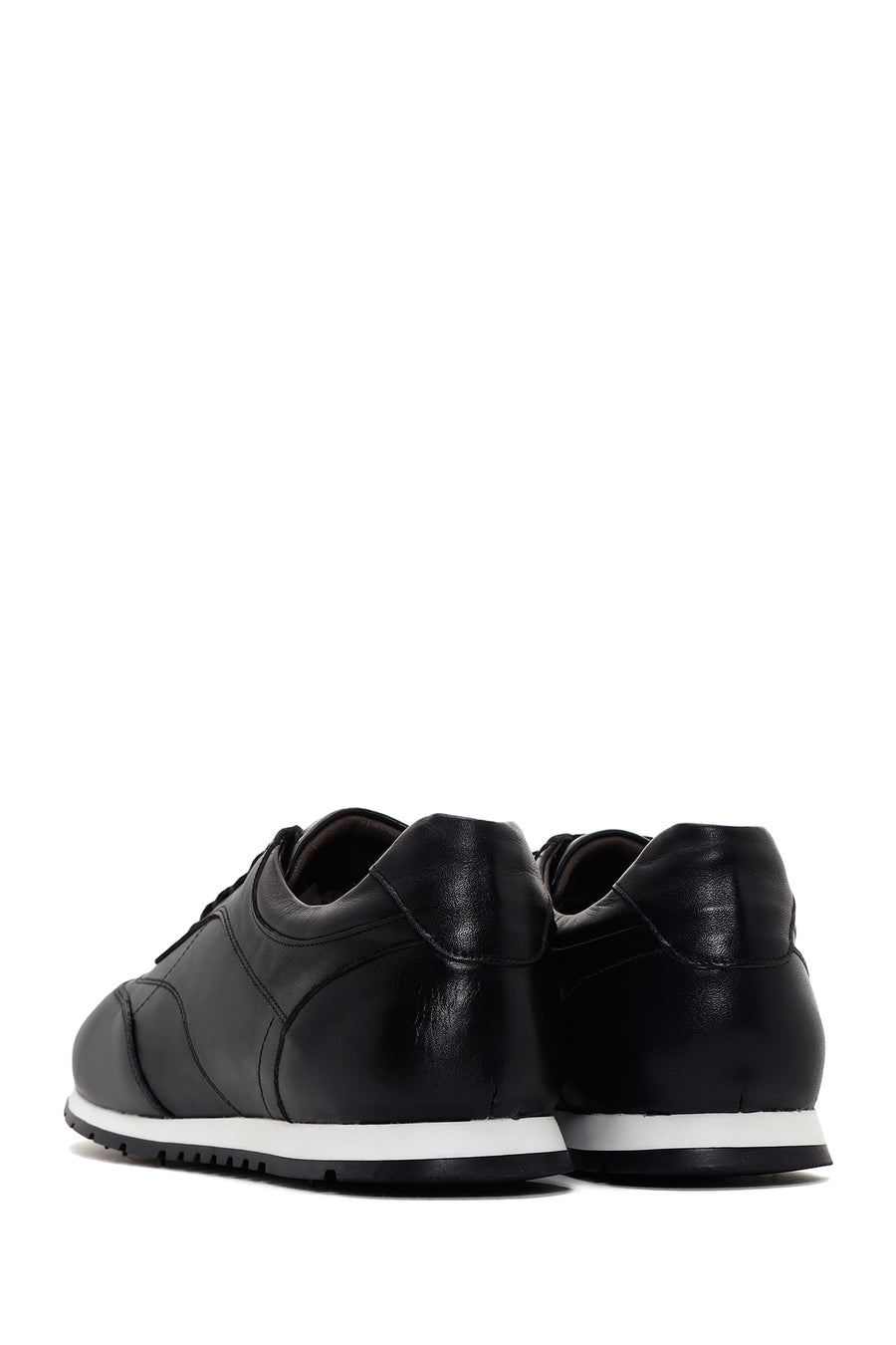 Men's Black Lace-up Leather Sneaker