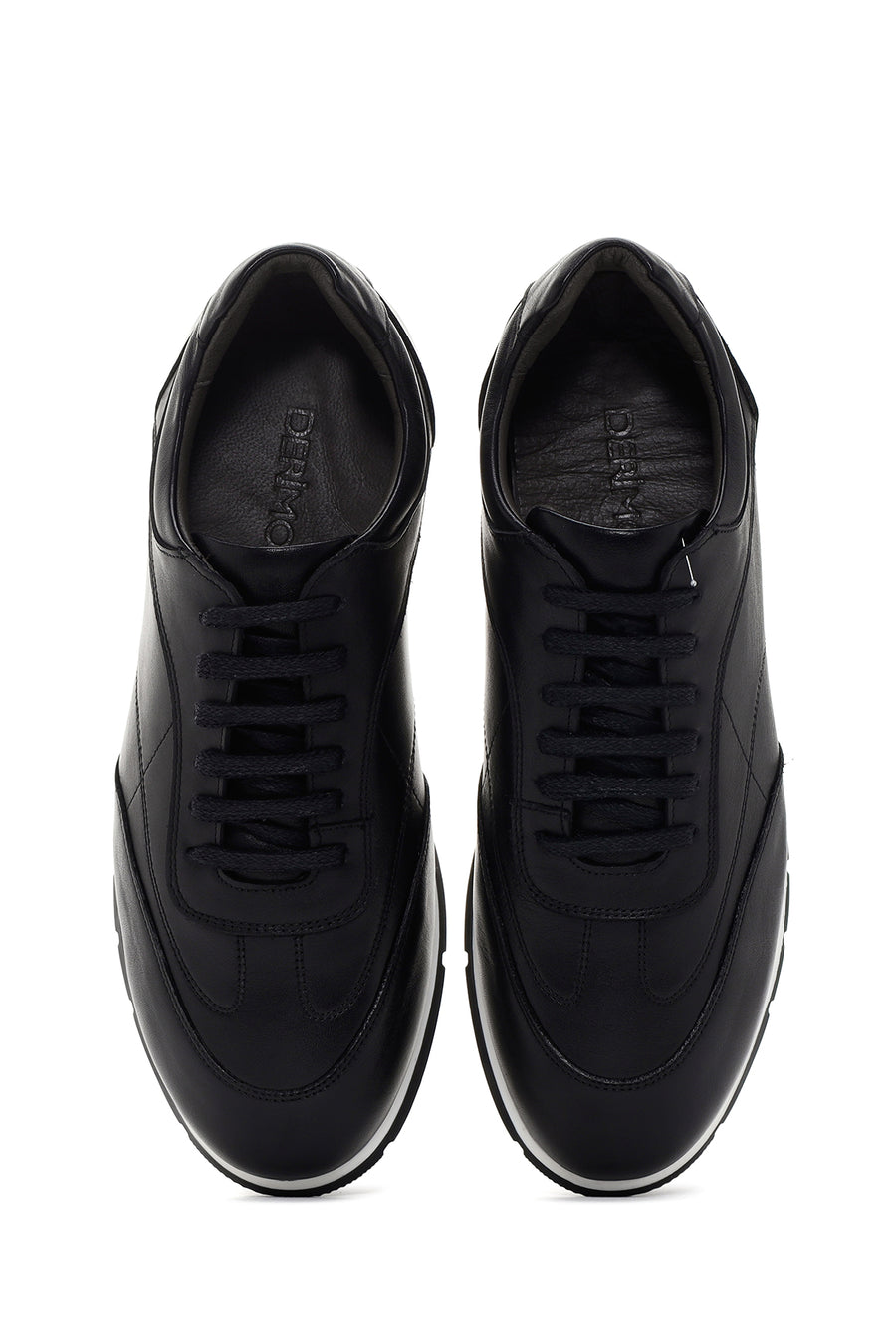 Men's Black Lace-up Leather Sneaker
