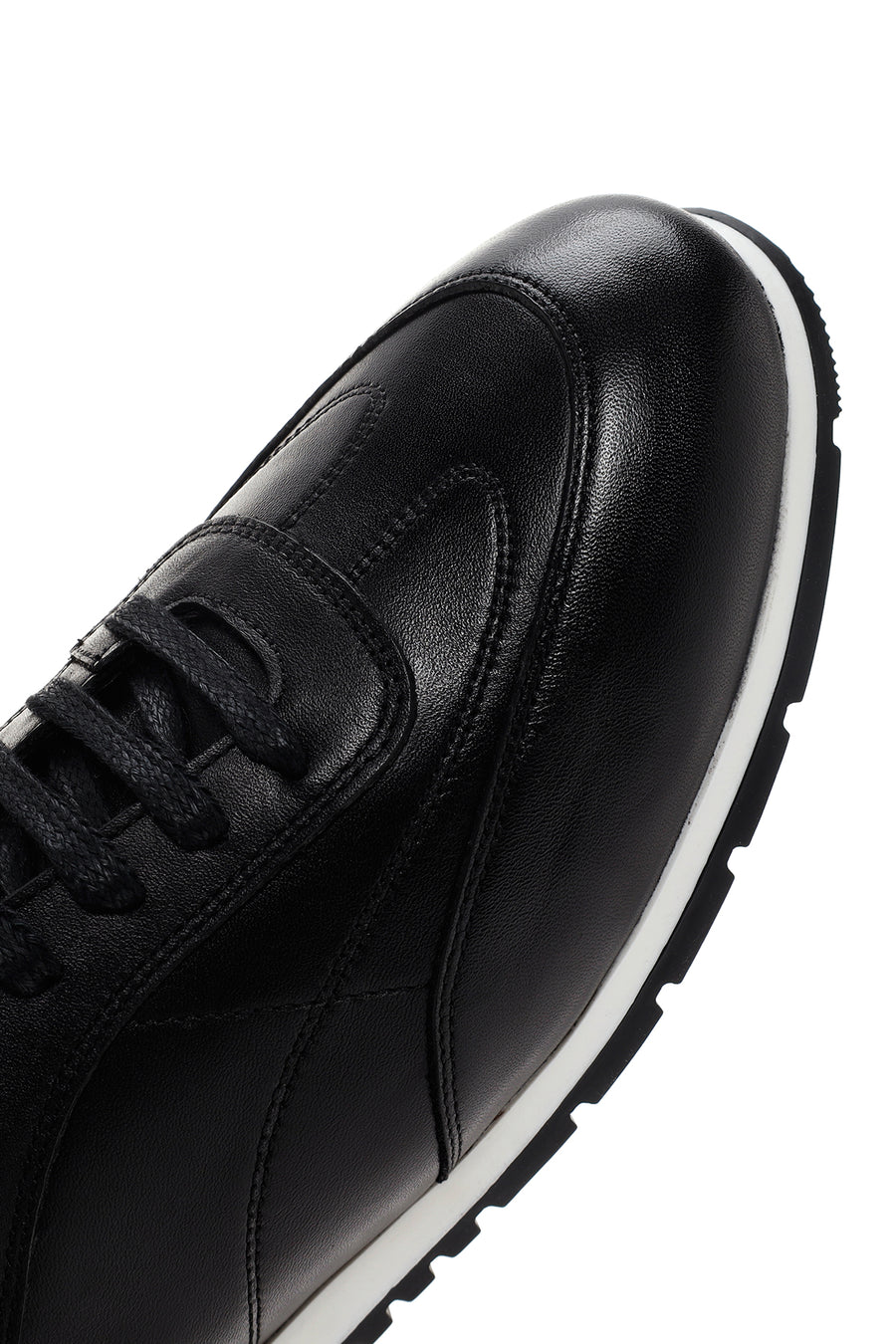 Men's Black Lace-up Leather Sneaker