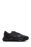Men's Black Lace-up Thick-Sole Leather Casual Sneaker | Derimod