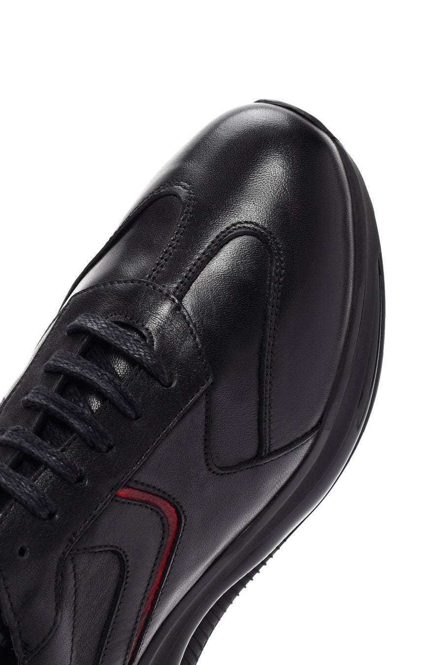 Erkek Siyah Bağcıklı Kalın Tabanlı Deri Casual Sneaker