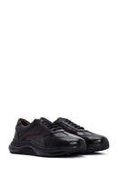 Men's Black Lace-up Thick-Sole Leather Casual Sneaker | Derimod