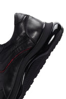 Men's Black Lace-up Thick-Sole Leather Casual Sneaker | Derimod