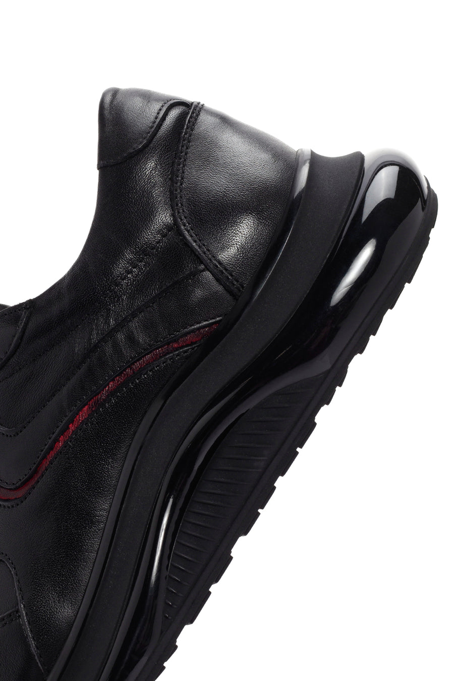 Erkek Siyah Bağcıklı Kalın Tabanlı Deri Casual Sneaker
