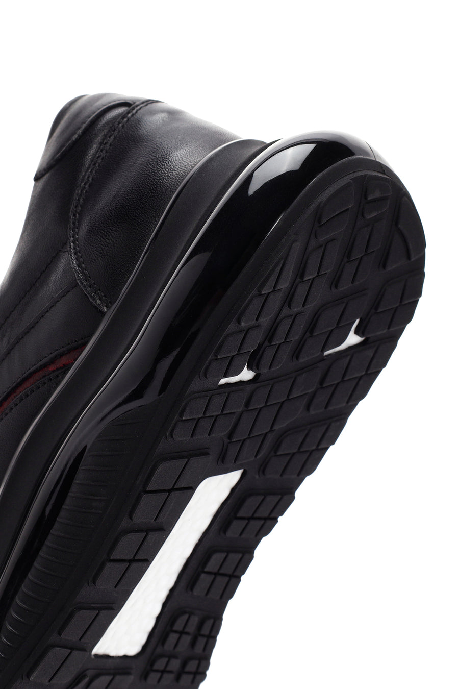 Erkek Siyah Bağcıklı Kalın Tabanlı Deri Casual Sneaker