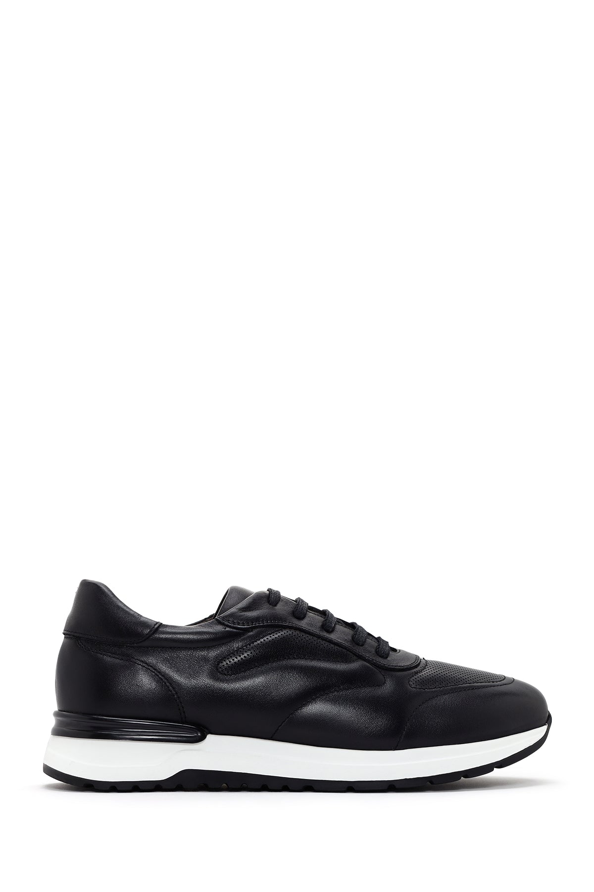 Men's Black Thick Soled Leather Sneaker 24SFD650918 | Derimod