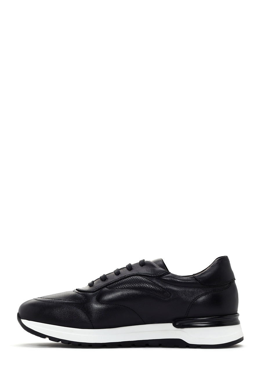 Men's Black Thick Soled Leather Sneaker