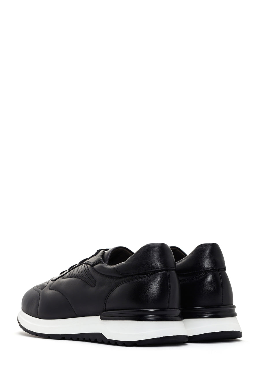 Men's Black Thick Soled Leather Sneaker
