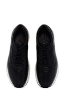 Men's Black Thick Soled Leather Sneaker | Derimod