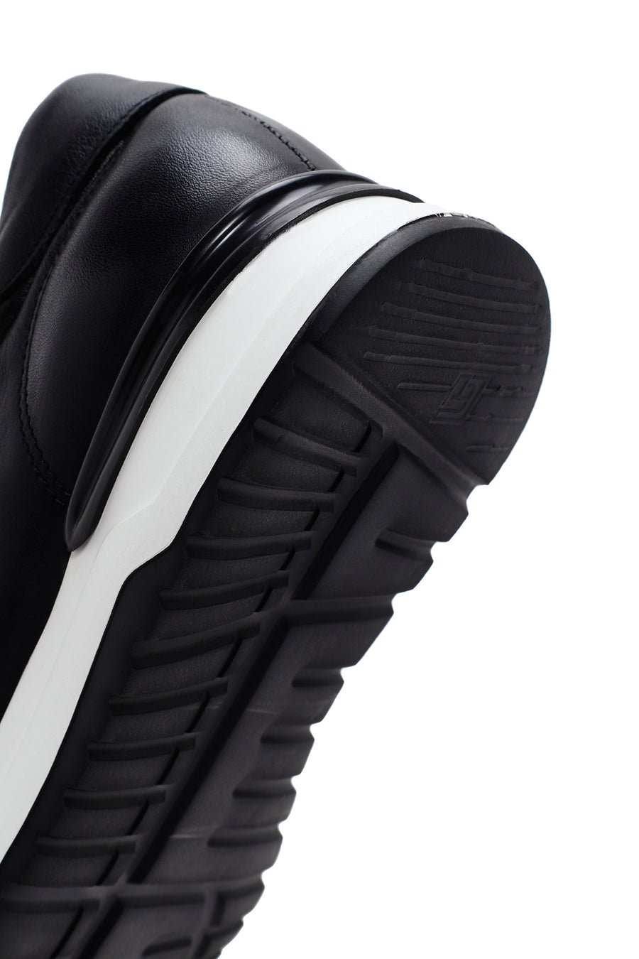 Men's Black Thick Soled Leather Sneaker