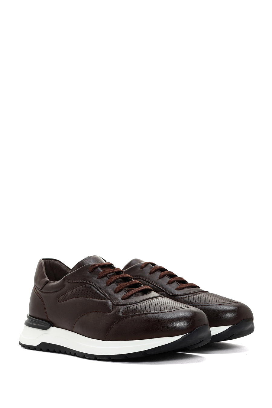 Men's Brown Thick Soled Leather Sneaker