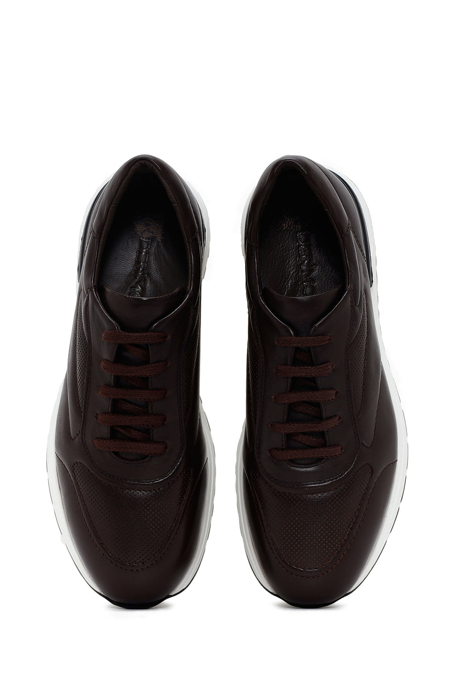 Men's Brown Thick Soled Leather Sneaker