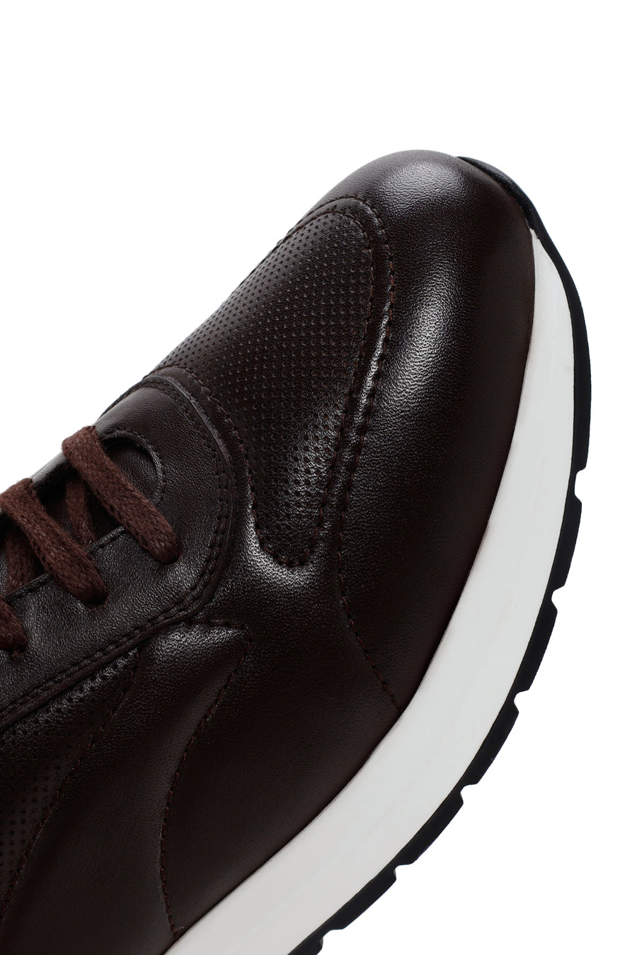 Men's Brown Thick Soled Leather Sneaker