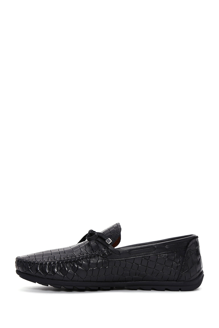 Men's Black Crocodile Patterned Leather Casual Loafer