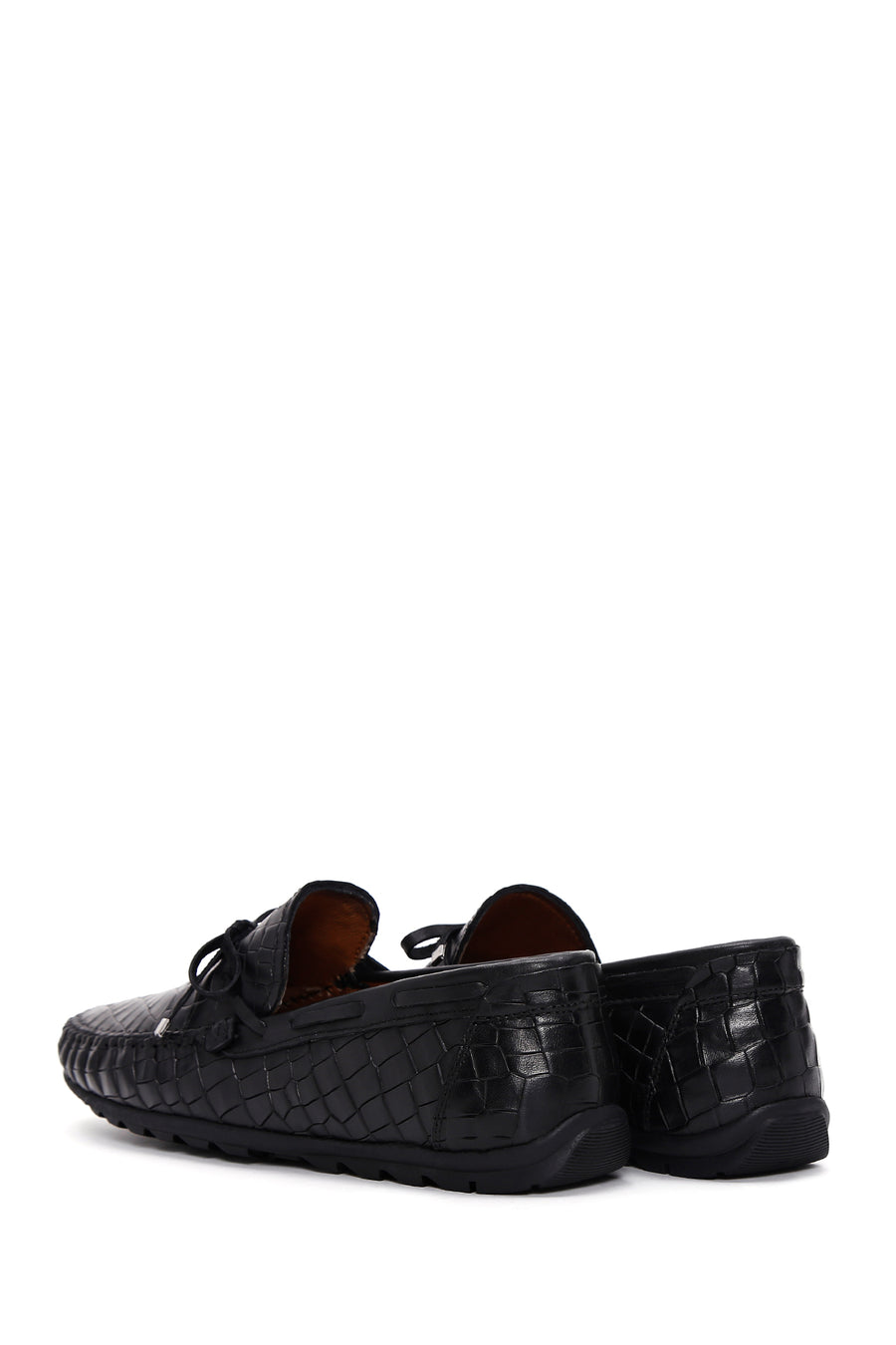 Men's Black Crocodile Patterned Leather Casual Loafer