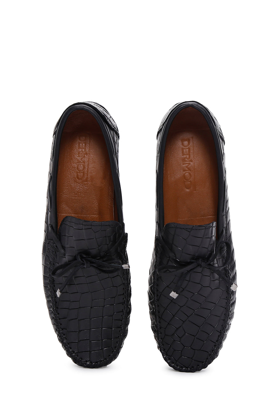 Men's Black Crocodile Patterned Leather Casual Loafer