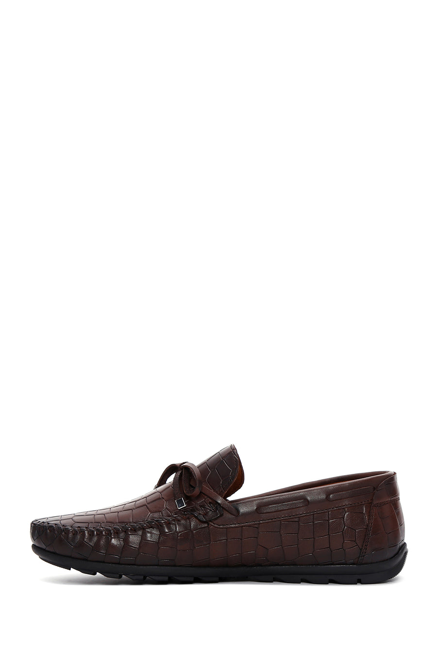 Men's Brown Crocodile Patterned Leather Casual Loafer