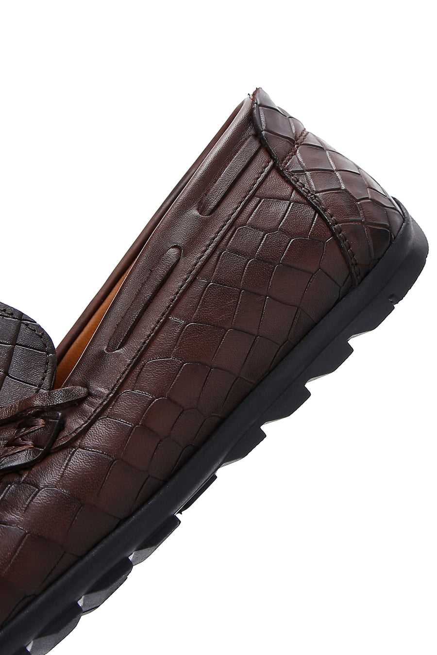 Men's Brown Crocodile Patterned Leather Casual Loafer