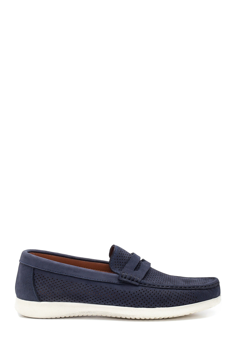 Men's Navy Blue Nubuck Leather Casual Loafer 24SFD6580V3 | Derimod